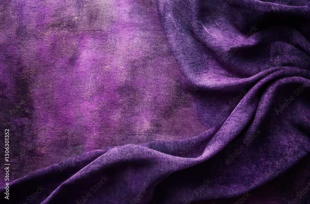 Fototapeta premium Soft Purple Velvet Fabric Draped in Elegant Waves Creating a Luxurious Background for Fashion, Textiles, and Interior Design Projects