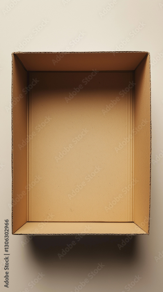 Open kraft box made of recycled cardboard