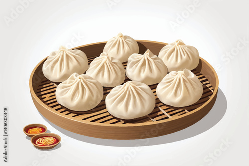 Dumpling food white background xiaolongbao.