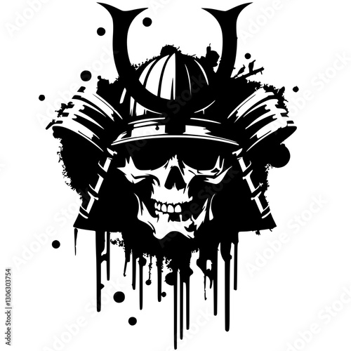 Abstract samurai skull silhouette