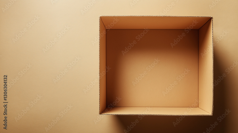Open kraft box made of recycled cardboard