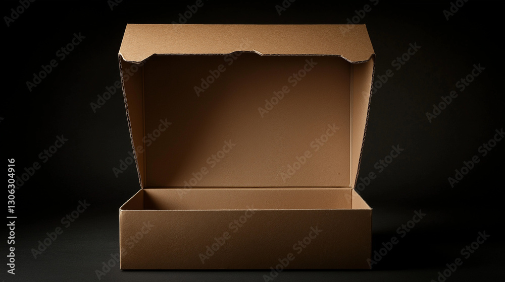 Open kraft box made of recycled cardboard