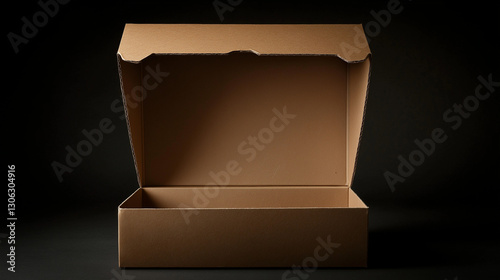 Open kraft box made of recycled cardboard