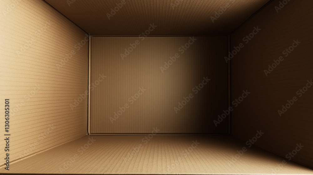Open kraft box made of recycled cardboard
