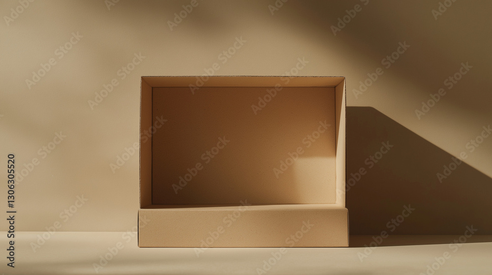 Open kraft box made of recycled cardboard