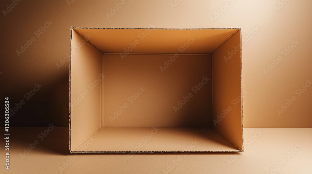 Open kraft box made of recycled cardboard