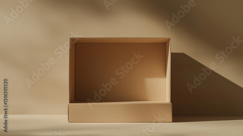 Obraz na płótnie Open kraft box made of recycled cardboard w salonie