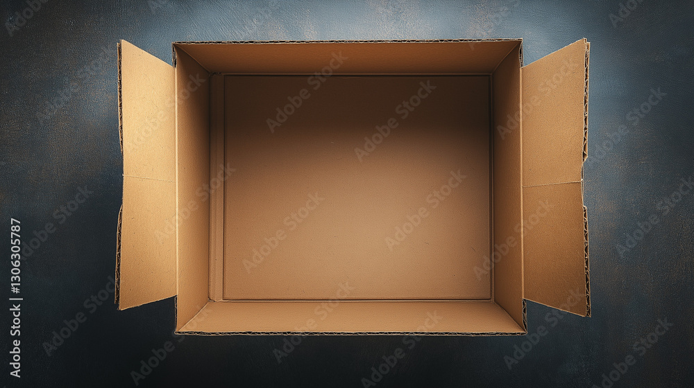 Open kraft box made of recycled cardboard