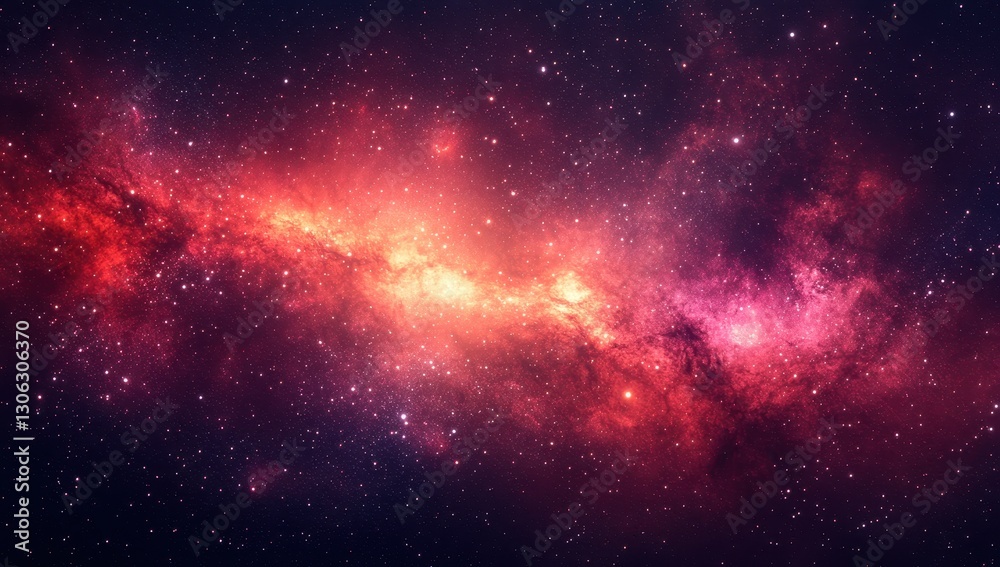 Fototapeta premium Stunning cosmic nebula with vibrant colors, swirling gases and sparkling stars in deep space, showcasing the beauty of the universe and its mysteries