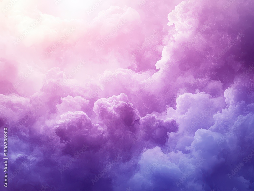 Fototapeta premium Stunning pastel clouds in dreamy hues of purple and pink with soft lighting, creating an ethereal atmosphere for backgrounds and artistic designs