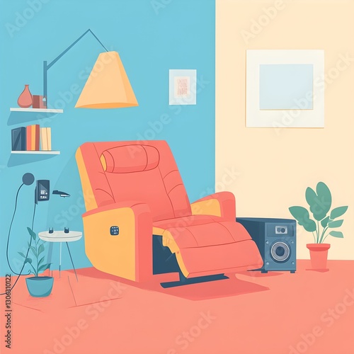 Red Recliner in Living Room