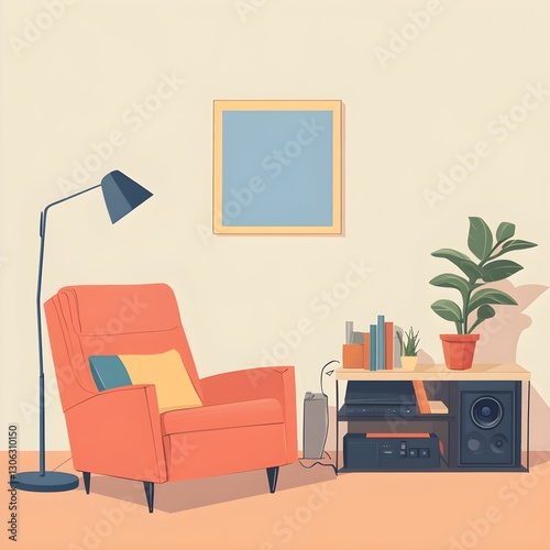 Retro Living Room Illustration