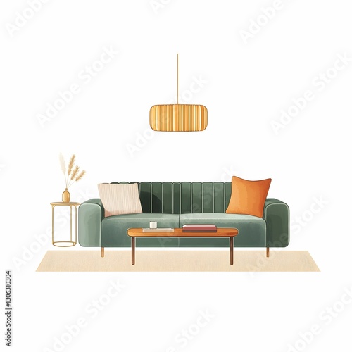 Green Sofa in Living Room