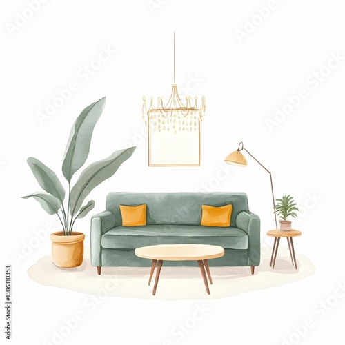 Elegant Living Room Illustration
