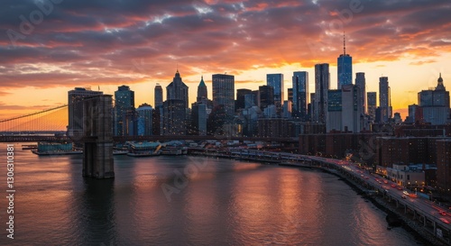 Wallpaper Mural New York City skyline at night with traffic, buildings, and lights Torontodigital.ca