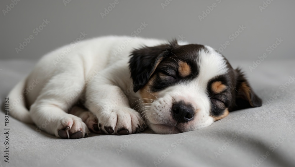 Charming one-week-old puppy peacefully sleeping Charming one-week-old puppy peacefully sleeping