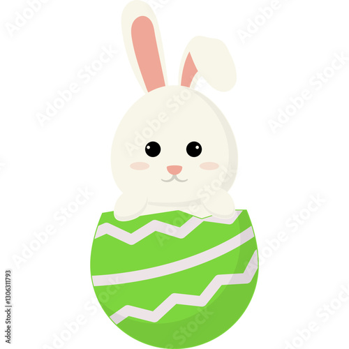 Cute Easter Bunny in Eggshell