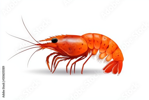 Wallpaper Mural A vibrant illustration of a shrimp, showcasing its detailed features and striking red color against a white background. Torontodigital.ca