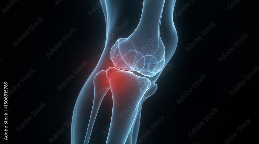 A knee with a red mark on it A knee with a red mark on it