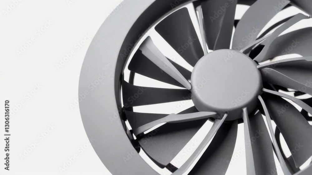 Obraz premium Minimal Gray Fan Blade Icon Isolated on White Background with a Simple Design