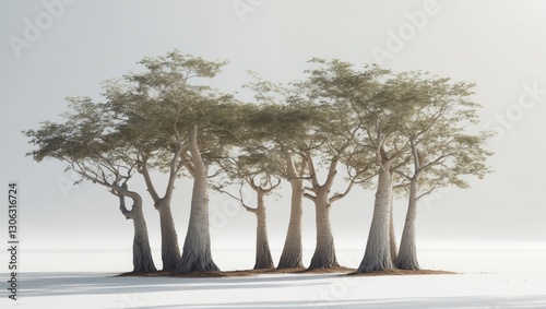 isolated cluster of trees against a light backdrop photo