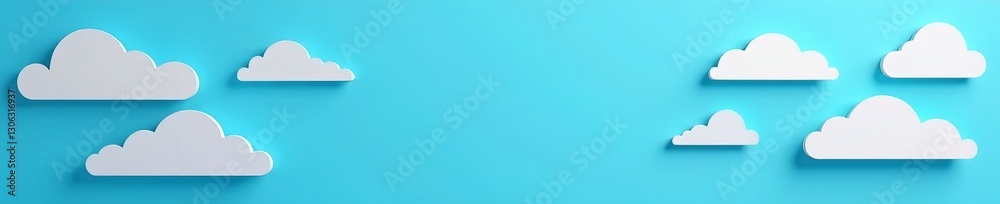Creative paper cutout clouds on bright blue surface, handmade, paper cutout, clouds Creative paper cutout clouds on bright blue surface, handmade, paper cutout, clouds
