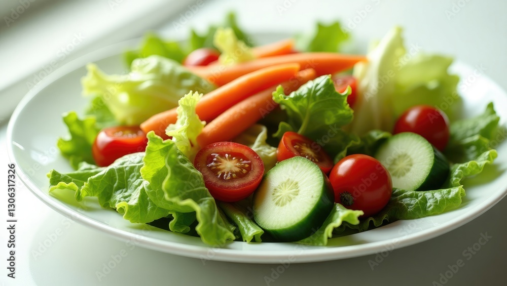 An image showcasing a vibrant vegetable salad on a light background. An image showcasing a vibrant vegetable salad on a light background.