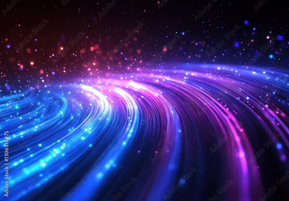 Obraz premium Vibrant Abstract Background with Colorful Light Trails, Sparkling Particles, and Fluid Motion for Creative Digital Designs