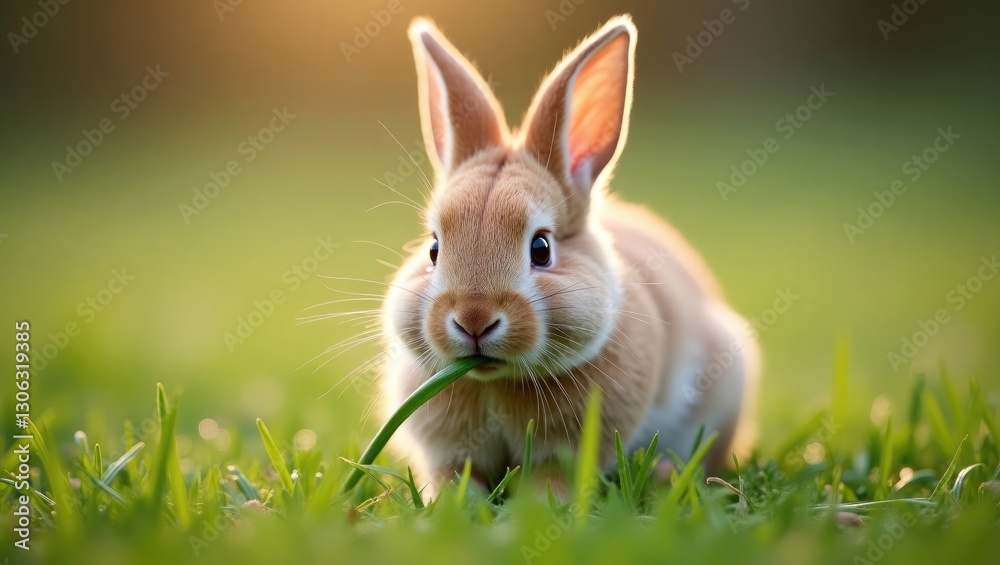 Fototapeta premium bunny munching on grass