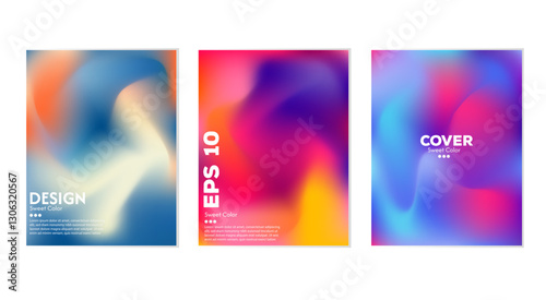Collection of colorful abstract liquid wave backgrounds. Effect of combining dark and light colors. Modern design template for web cover, advertising banner, poster, brochure, flyer. Vector EPS