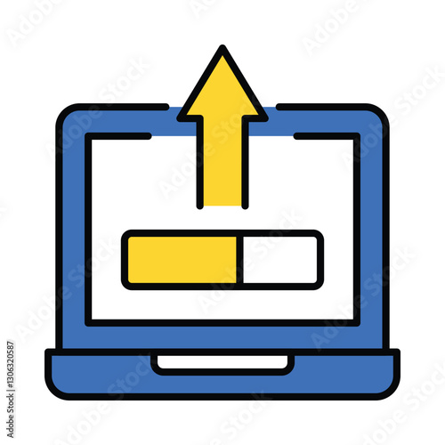 Game Level Up vector filled outline icon. EPS 10 file