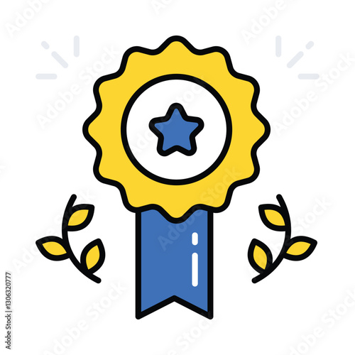 Medal vector filled outline icon. EPS 10 file