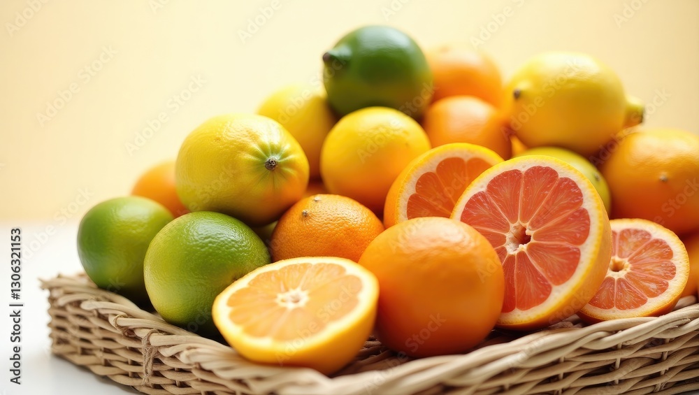 A vibrant assortment of citrus fruits, featuring limes, tangelos, oranges, lemons, and grapefruit. A vibrant assortment of citrus fruits, featuring limes, tangelos, oranges, lemons, and grapefruit.