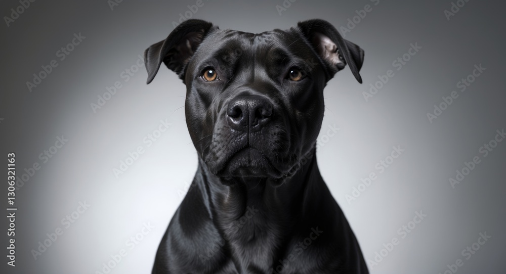 Fototapeta premium image of an American Staffordshire Terrier against a light backdrop