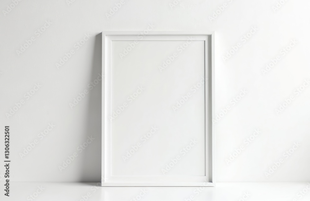 Blank vertical frame mockup on white minimalistic interior. Artwork print or photo presentation template. Empty wall in modern room with passepartout design indoor decor for picture portrait. Blank vertical frame mockup on white minimalistic interior. Artwork print or photo presentation template. Empty wall in modern room with passepartout design indoor decor for picture portrait.
