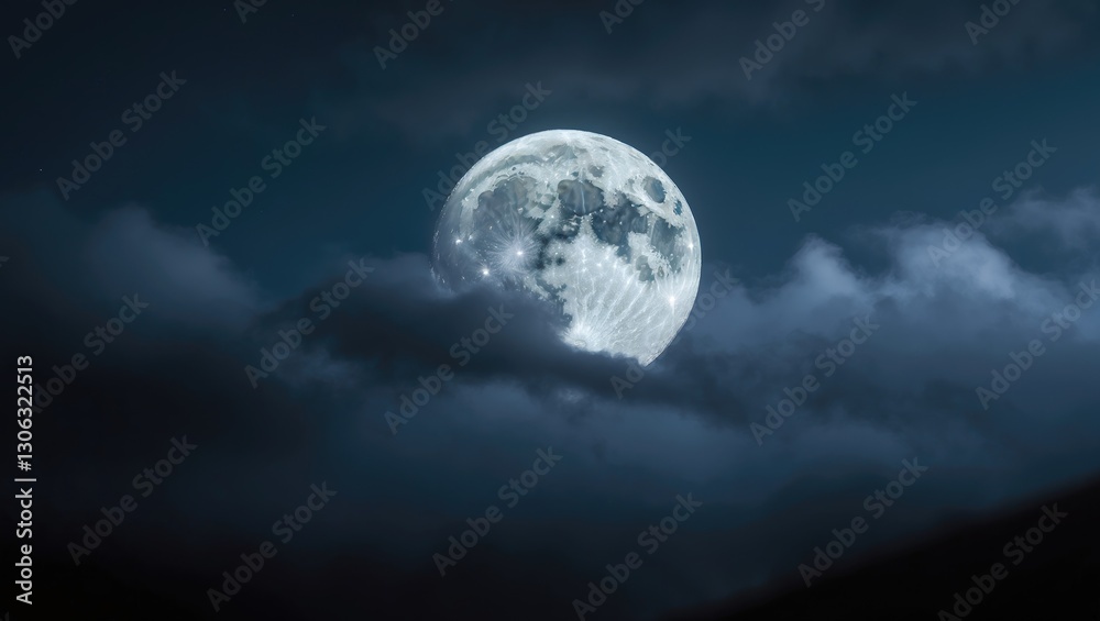 Obraz premium the bright moonlit sky during nighttime