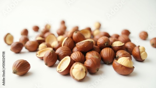 Wallpaper Mural Chopped hazelnuts scattered on a light background. Torontodigital.ca