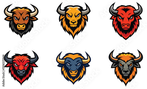 Bison head mascot logo design vector