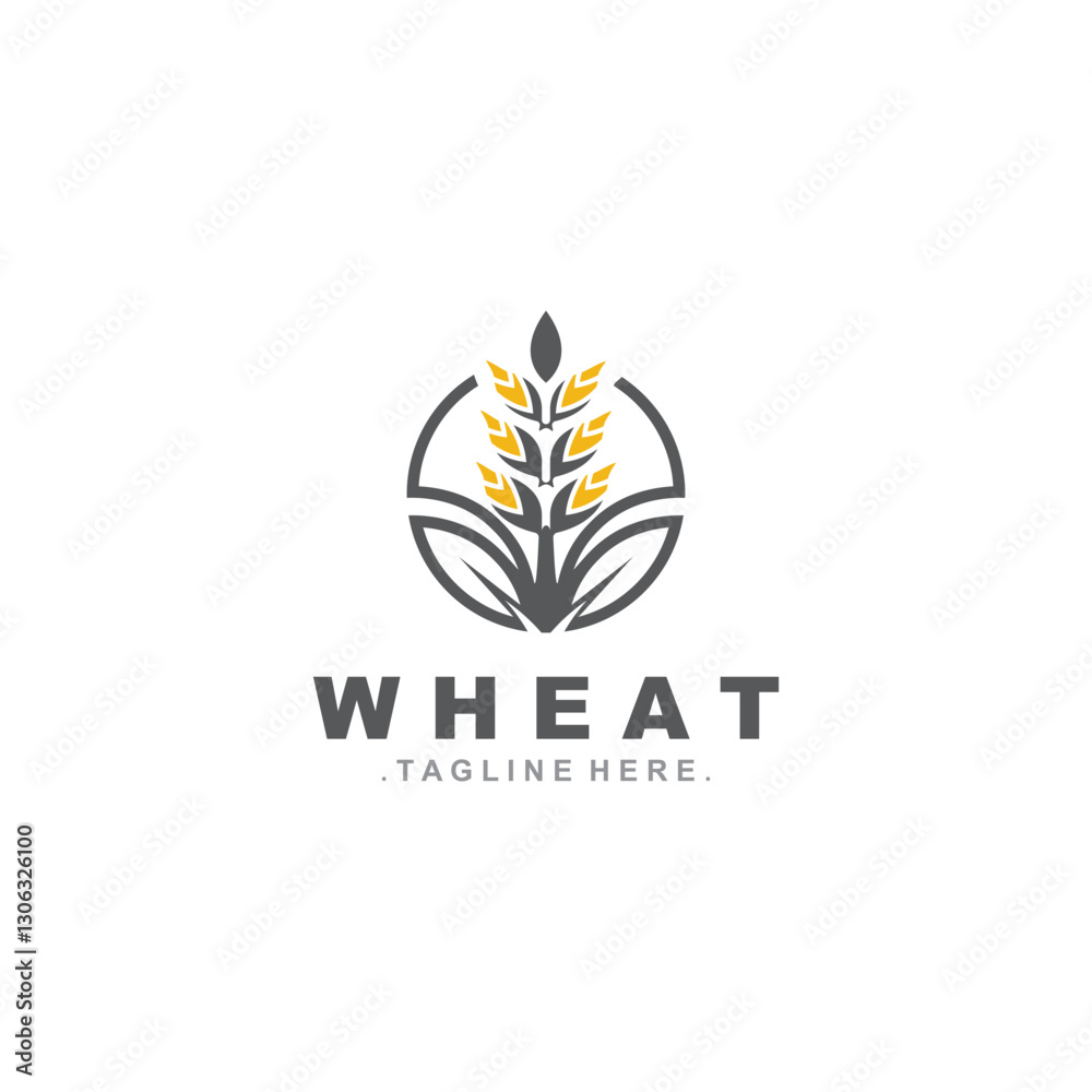 custom made wallpaper toronto digitalWheat logo concept, agriculture nature wheat grain logo template