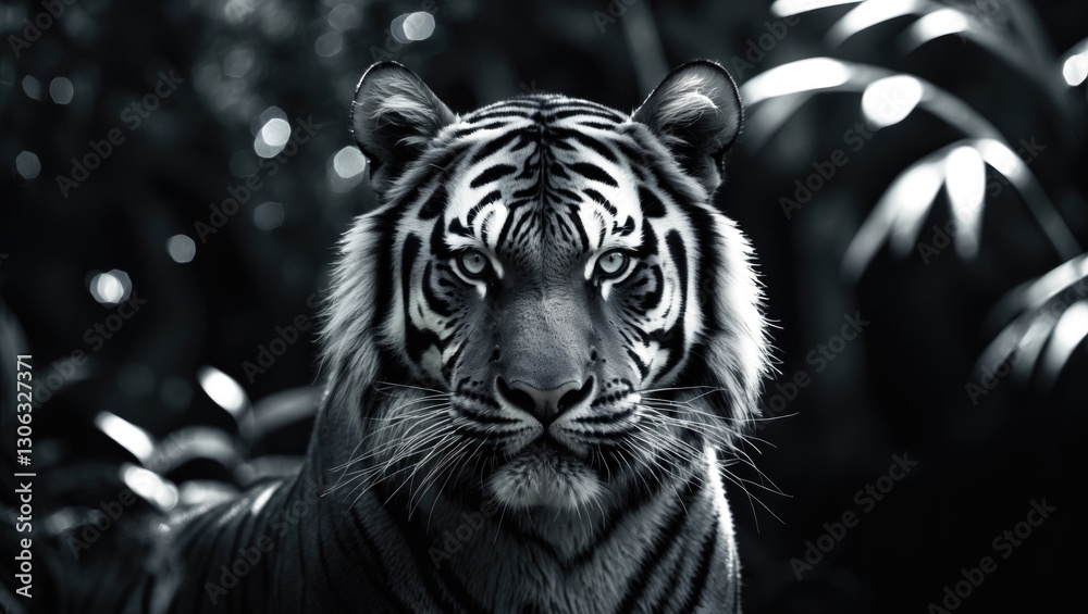 Naklejka premium tiger's face in a forest setting