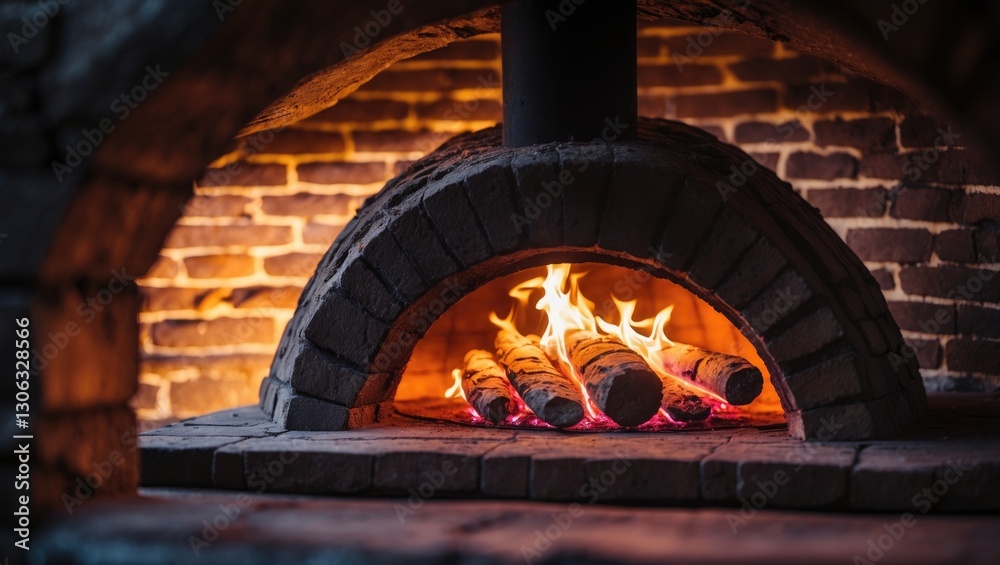 Obraz premium Picture of a brick pizza oven with flames