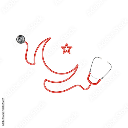 Medical team doctor nurse Eid Ramadan Eid ul adha design isolated with moon stethoscope vector illustration, Doctor Eid Design