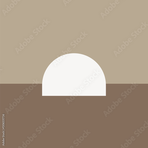 Brown half oval frame editable vector