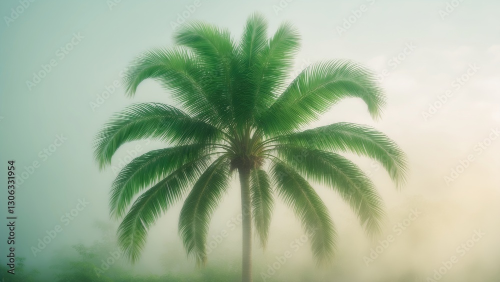 Obraz premium Lush green palm fronds against a pale backdrop