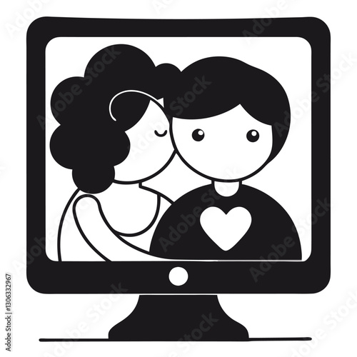 Artistic silhouette of a couple in an affectionate pose