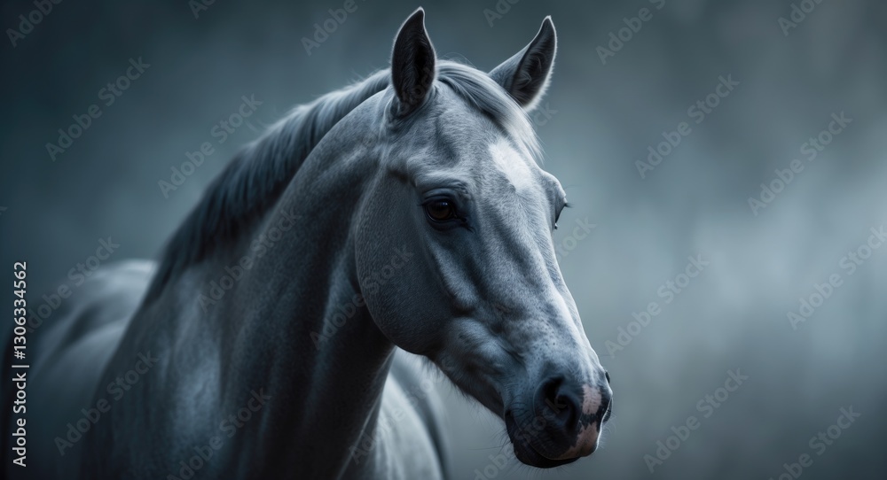 Fototapeta premium image of a gray horse's head