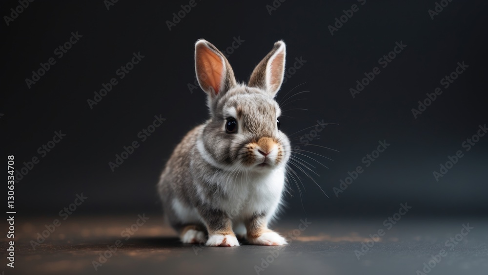 Obraz premium tiny rabbits set against a dark backdrop