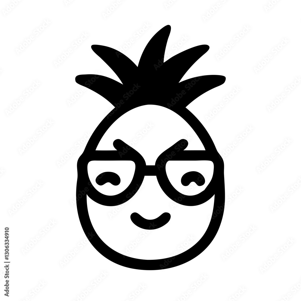 Obraz premium pineapple with glasses kawaii vector icon 