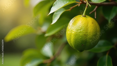 Wallpaper Mural Lime fruit hanging on a garden tree. Close-up view of a lime tree in the garden. Torontodigital.ca