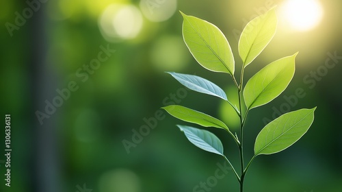 Close-up of vibrant green leaves thriving in a sunlit garden during springtime